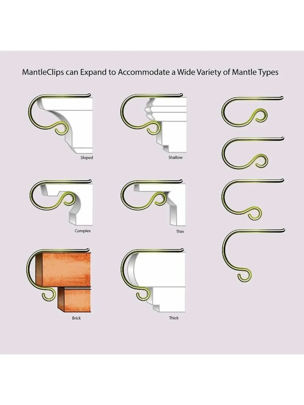 Haute The Original Mantle Clip Set 4 Green Christmas Stocking Hangers Holders